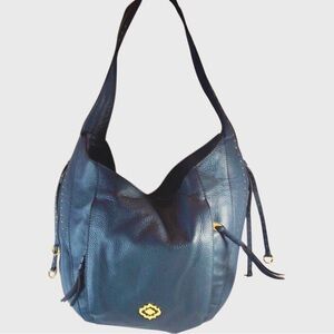 OrYANY Chic Soft Blue Pebble Leather Hobo Bag Gold Hardware and Studs NWOT